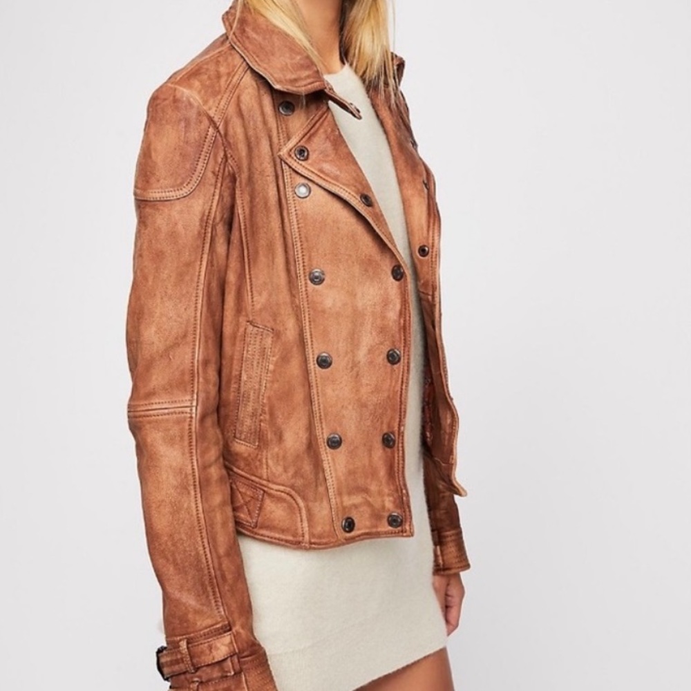 NEW Free People Avis Lamb Leather Moto Jacket Z52-4 - Picture 3 of 7